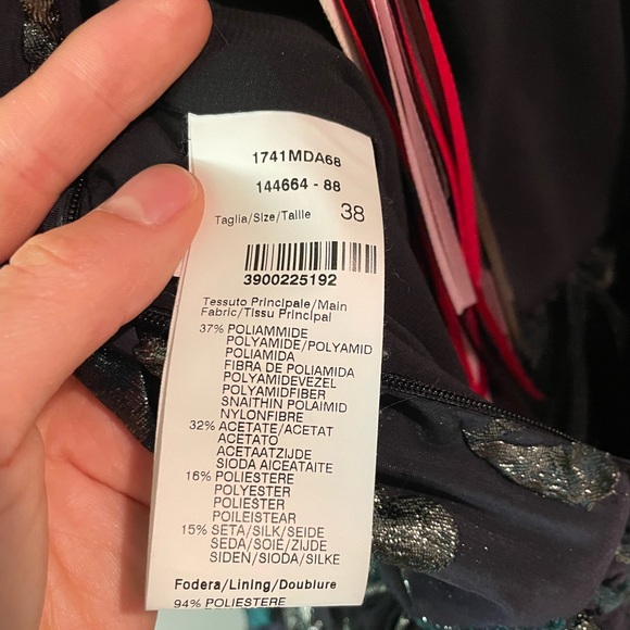 MSGM dark navy dress with iridescent green-gold puffed patterns - Picture 5 of 6